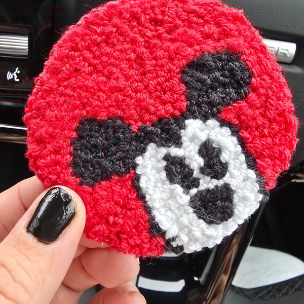 Mouse Ears inspired Punch Needle Car Coaster