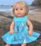 Blue boating summer dress for Tiny Tears, Baby Born Our Generation dolls