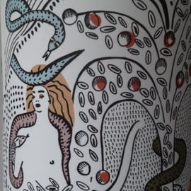 Eve and Snake and Apples Drum Lampshade in Garden of Eden