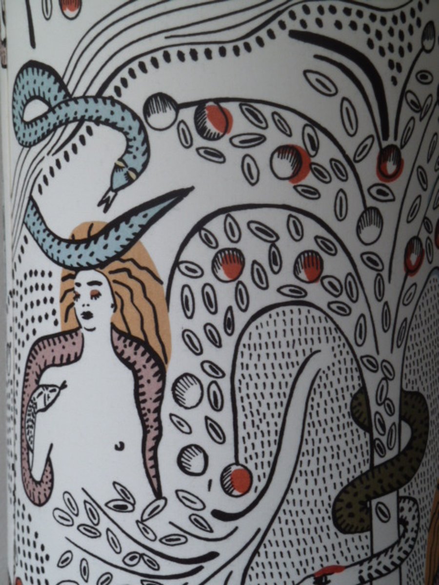 Eve and Snake and Apples Drum Lampshade in Garden of Eden