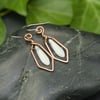 Hammered Copper Wire Earrings with Frosted White AB Dagger Beads
