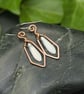 Hammered Copper Wire Earrings with Frosted White AB Dagger Beads - Image 1