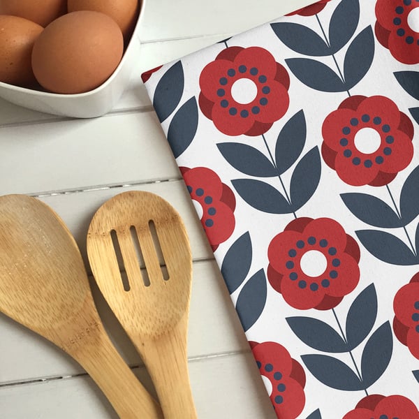 Poppy Pattern Tea Towel