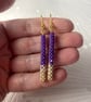 Dangle beaded dainty earrings, stick drop gold minimalist jewellery - Image 9