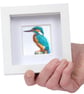 Kingfisher, little 3D fabric Kingfisher picture framed, Kingfisher gift