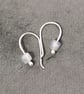 Simple Silver Earrings with Aquamarine Beads - Image 2