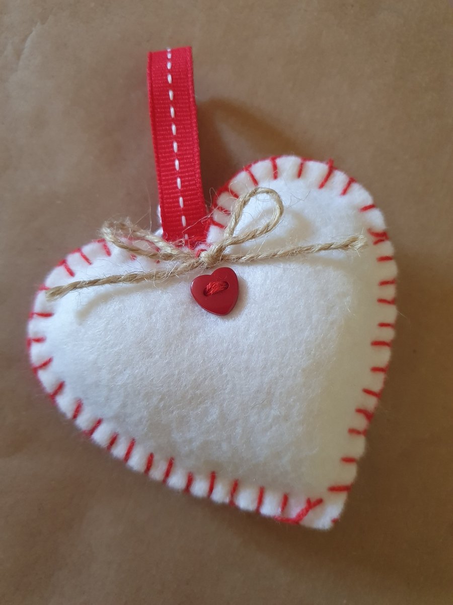 Felt Handstitched Hanging Love Heart