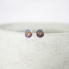 Titanium small spiral stud earrings - Delicate hypoallergenic earrings - Rainbow