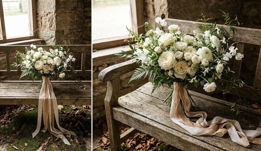 Hand-Dyed Champagne Silk Ribbon, Soft Bridal Bouquet Ribbon