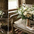 Hand-Dyed Champagne Silk Ribbon, Soft Bridal Bouquet Ribbon