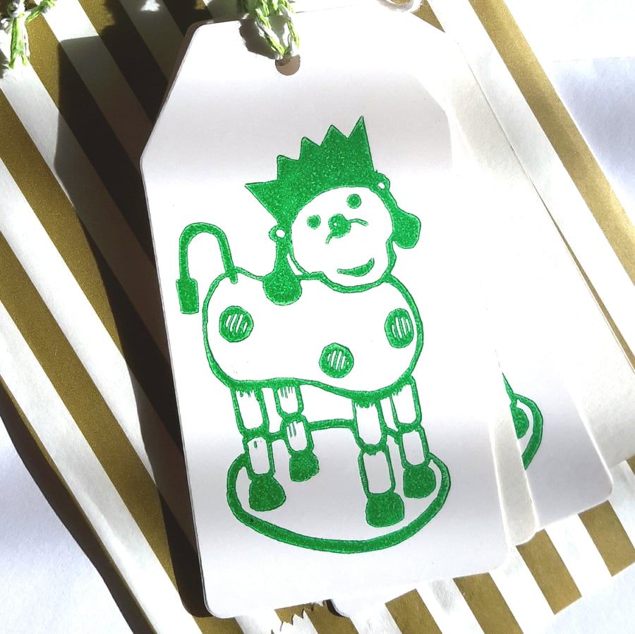 Christmas gift tags Four green Party Dog gift tags birthday or christmas