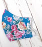Handmade turquoise floral facemask - Image 2