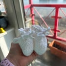 Handmade Crochet Baby Booties - Soft White Shoes - Th6-12 Month Newborn Keepsake