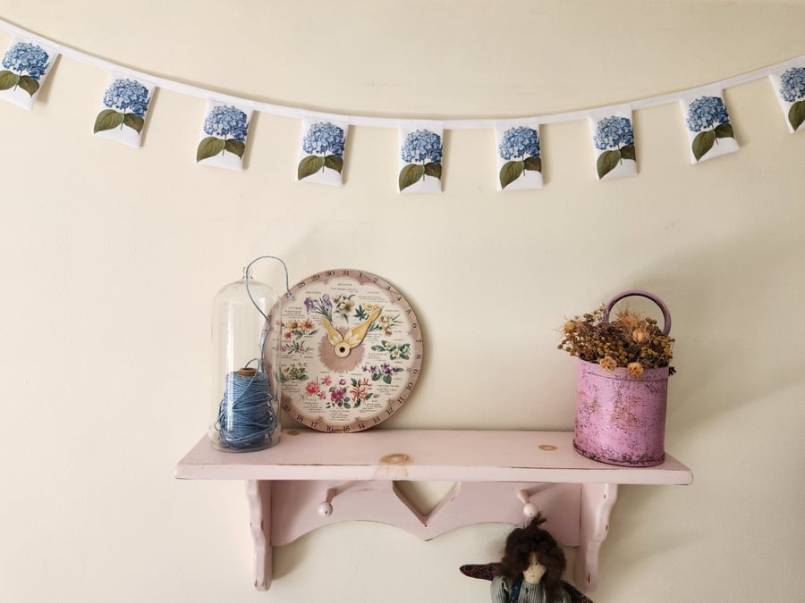 Handmade Blue Hydrangea Flower Bunting Garland Decoration