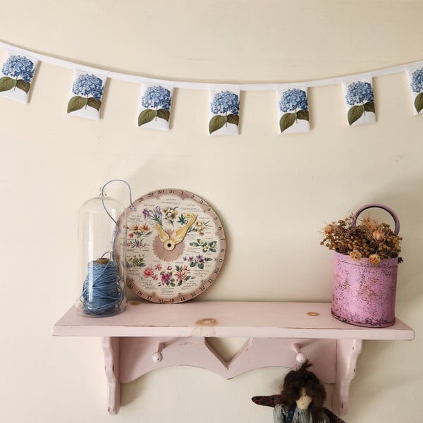 Handmade Blue Hydrangea Flower Bunting Garland Decoration