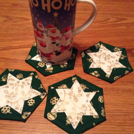 Set of four hexagonal coasters