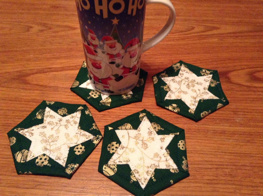 Set of four hexagonal coasters