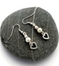 Ivory Pearl Heart Earrings - Silver Charm Drop Earrings
