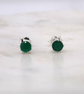Green Onyx Facet 4mm Gemstone 6 Prong Sterling Silver Stud Earrings. - Image 4