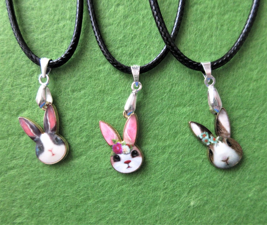 Bunny Necklace with Cute Rabbit Charms Easter Gift Party Bag Filler x 3