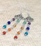 Chakra semi precious gemstone bead and lotus flower earrings - Image 8