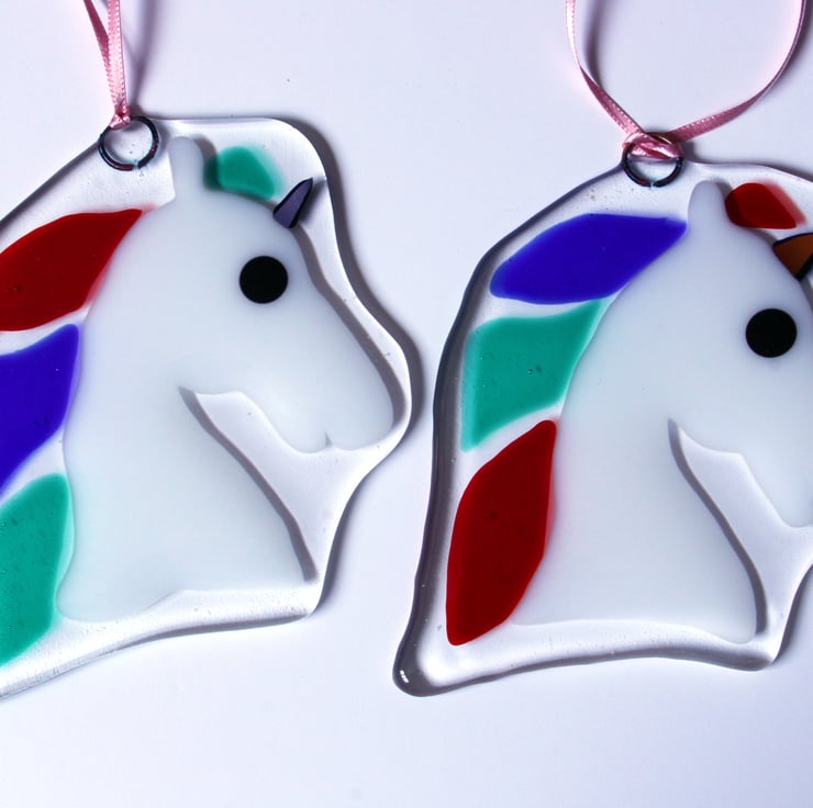 Unicorn fused glass suncatcher Folksy