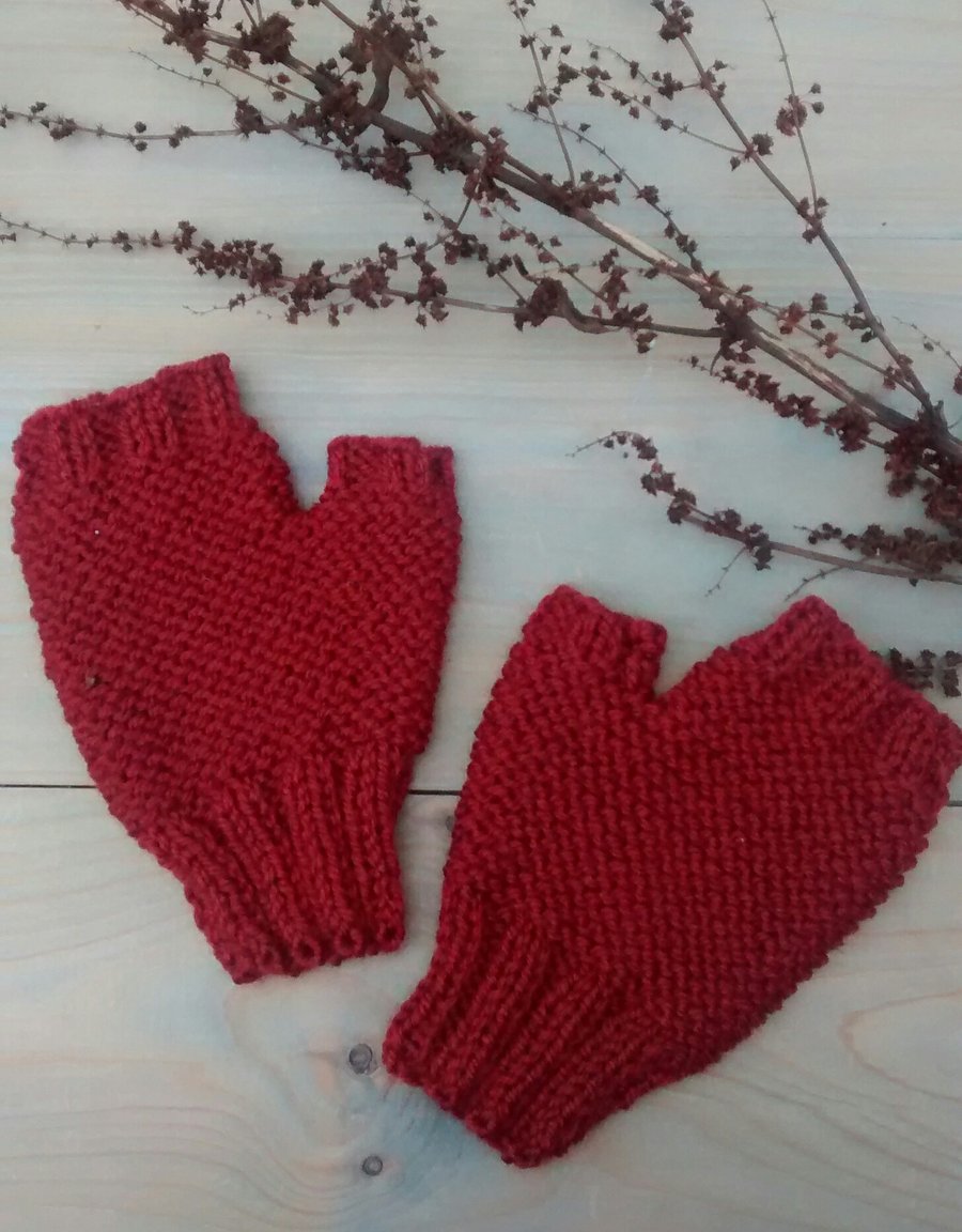 Men's Fingerless Gloves, Russet 
