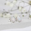 Opal pear stud earrings in sterling silver