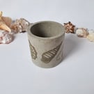Engraved Seashell Concrete Cylindrical Holder