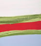 Bright Abstract Original Oil Painting, Orange, Sky Blue,Green and White Canvas - Image 2