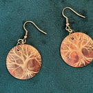 Hand-engraved burnished copper earrings