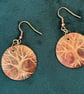 Hand-engraved burnished copper earrings