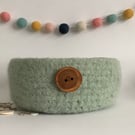 FELTED 'FUSSPOT' BOWL, desk tidy. L.Green (with hand carved wood button )  .