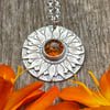 Sunflower Pendant with Amber