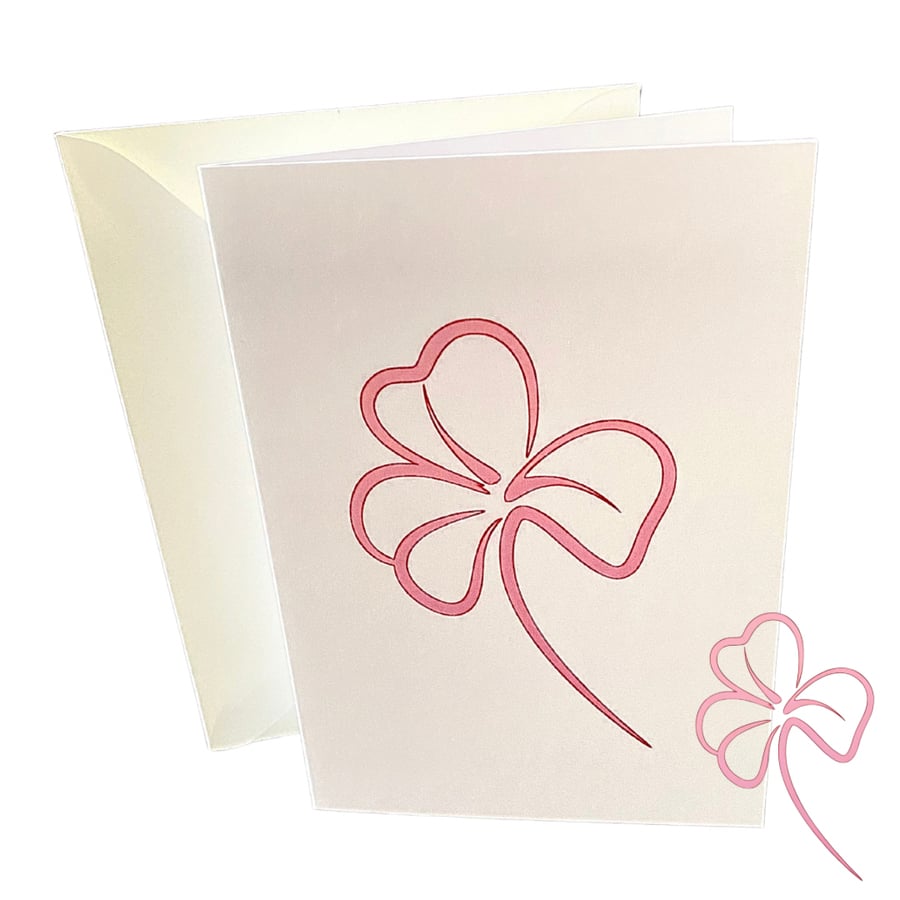 Missy Mac Pink Shamrock Blank Greetings Card