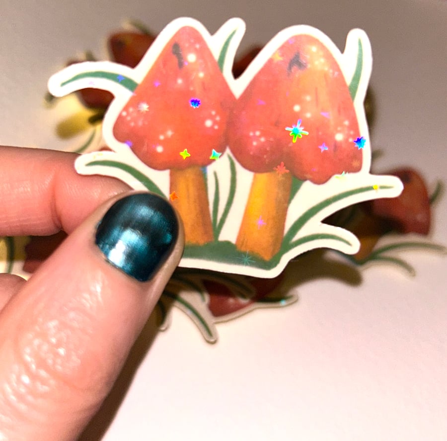 Cute Sparkly Mushroom Sticker 