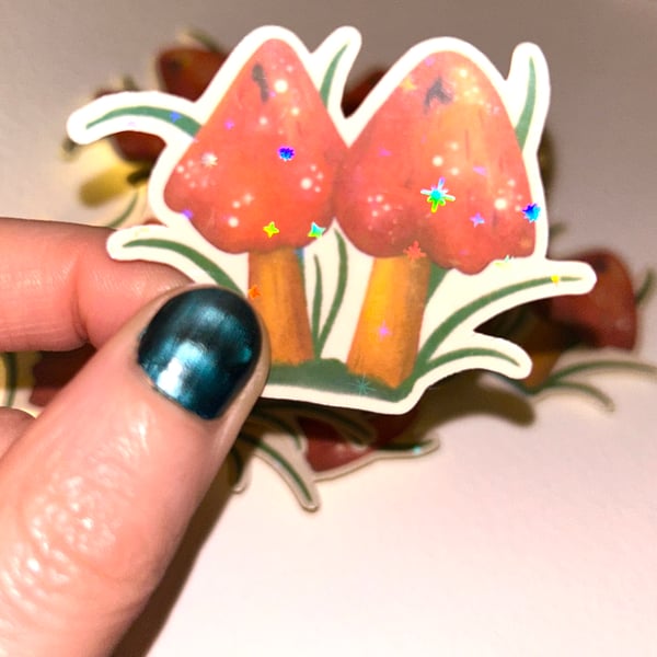 Cute Sparkly Mushroom Sticker 