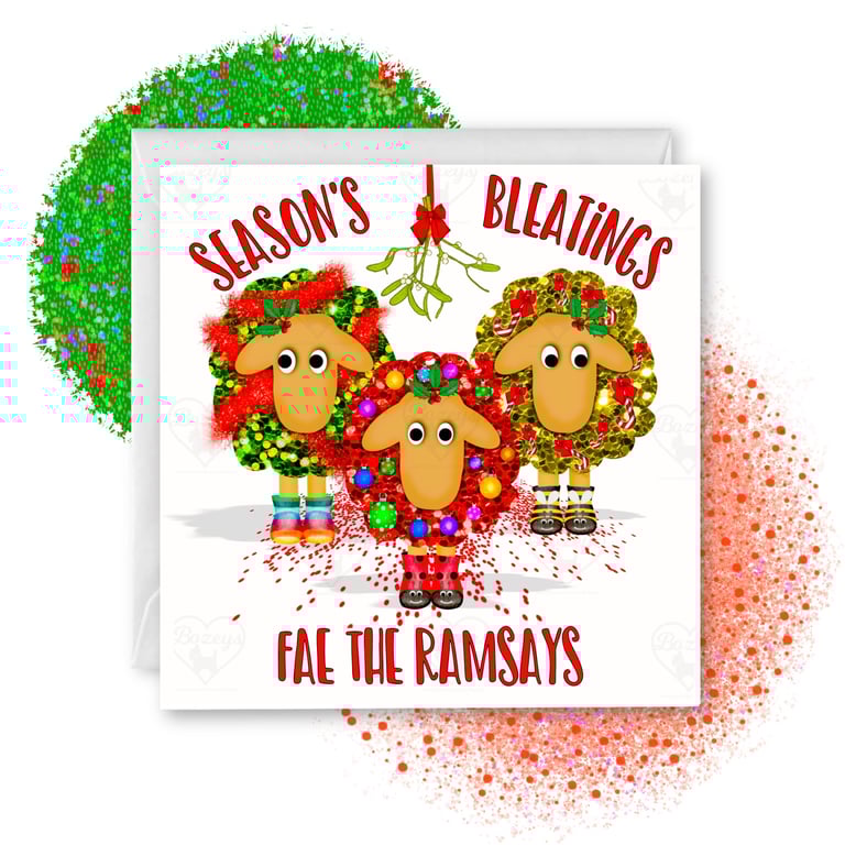 What the… Flock Personalised Season’s Bleatings Christmas Card