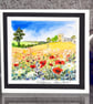 Blank Card. Poppies and the Church on the Hill. Handpainted Watercolour Keepsake - Image 5