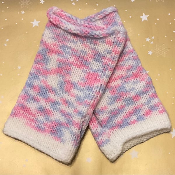 Fingerless Gloves Mittens Pink & Lilac multi Adult size