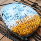Handknitted Cornish Coastal Positivity Pebble.