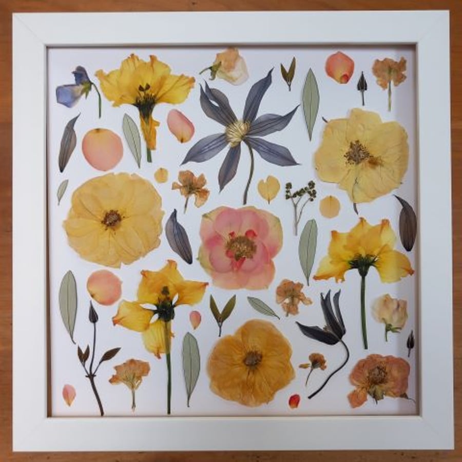 Wedding bouquet preservation. Small square frame.