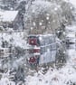 Narrow Boat on the Fens Norfolk Christmas Greeting Card A5