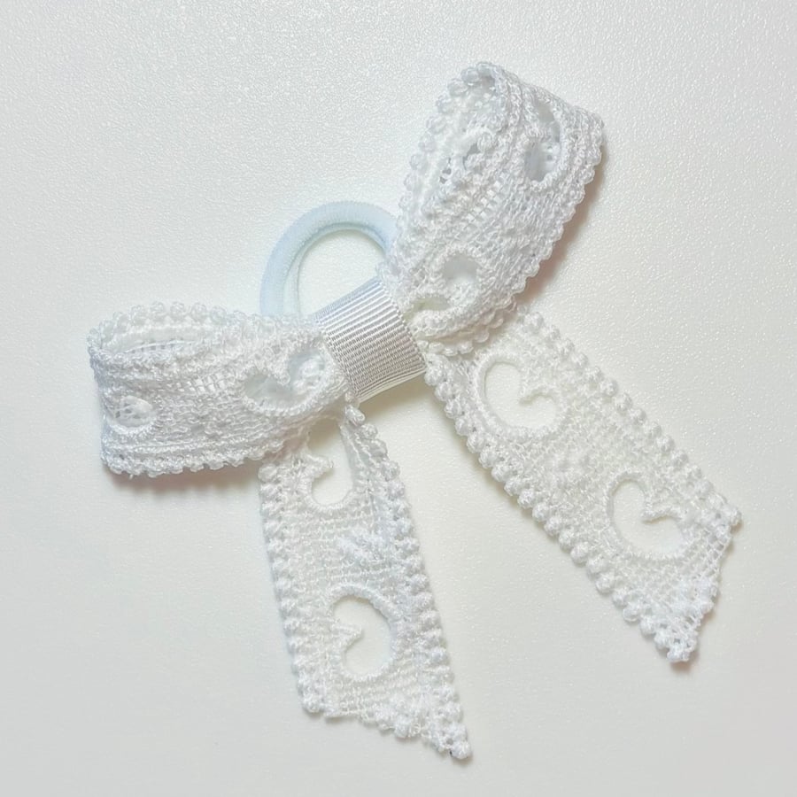 Lace heart Bow Hair bobble 