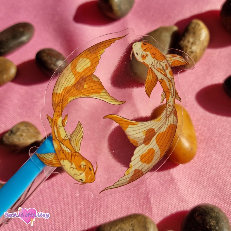 Koi Pond  - Die Cut Clear Stickers, Cute Stickers, Gifts