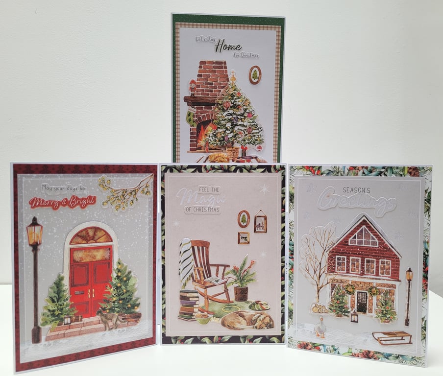 Mixed Variety Christmas Cards - Set of 4 Season's Greetings Cards