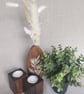 Hand Painted Wooden Vase Upcycled Dark Stained Stenciled Vase with Dried Flowers - Image 10