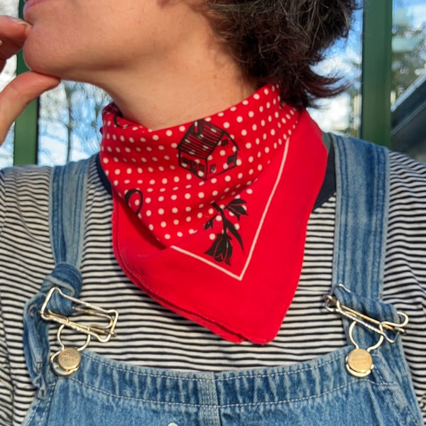 Witch's House Neckerchief, block printed upcycled scarf. 