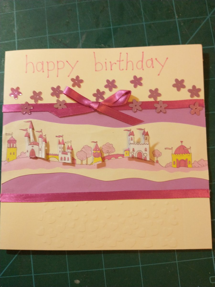 Fairytale castles decoupage birthday card