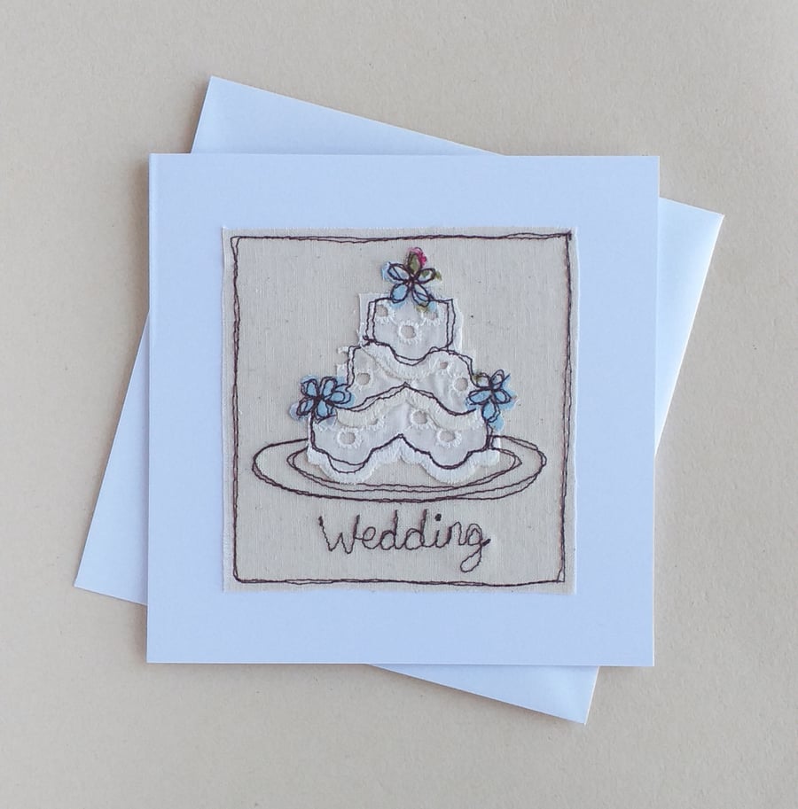 Personalised Embroidered Wedding Cake Card